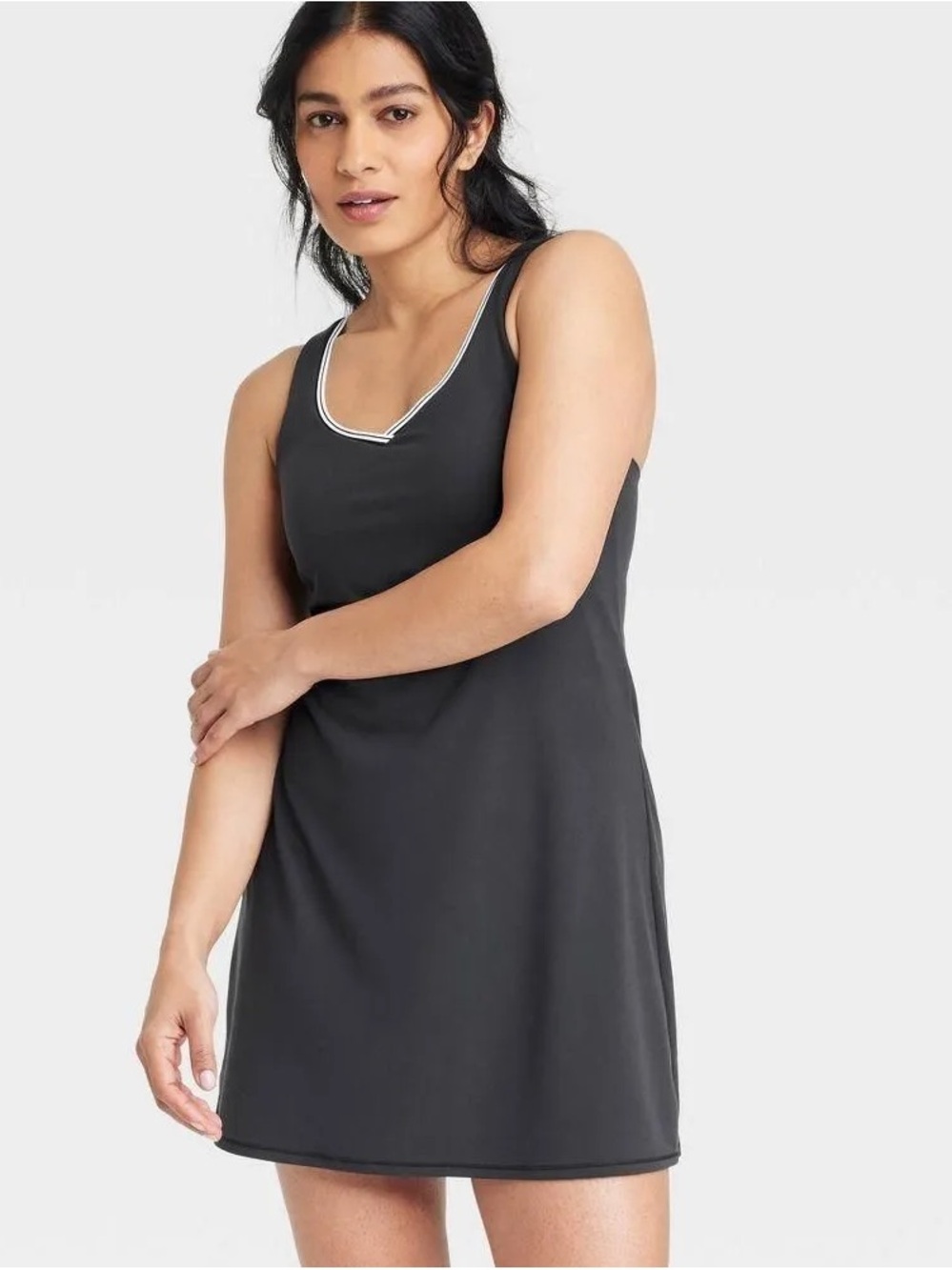 all in motion Black Mini Tank Dress Contrast Trim XL Buttery Soft Tennis Casual